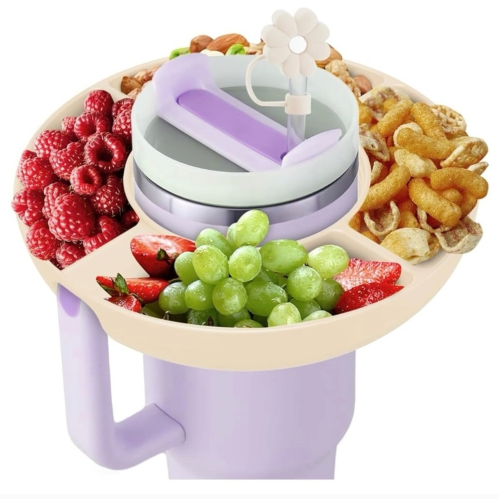 Silicone Snack Tray For 30oz Stanley Cup, Cream Color